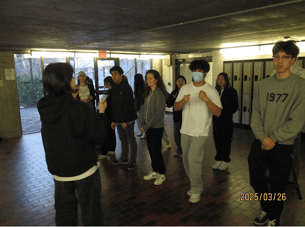 Dance rehearsal or class in a studio