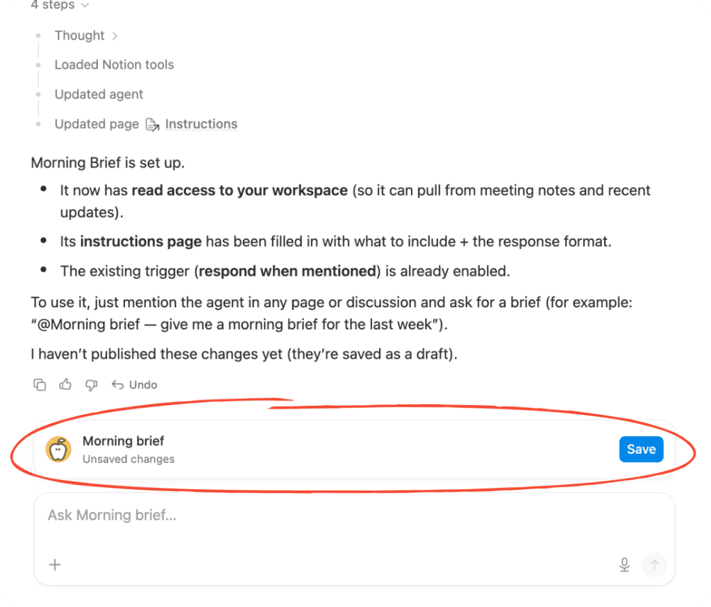 Do I have to save my agent?