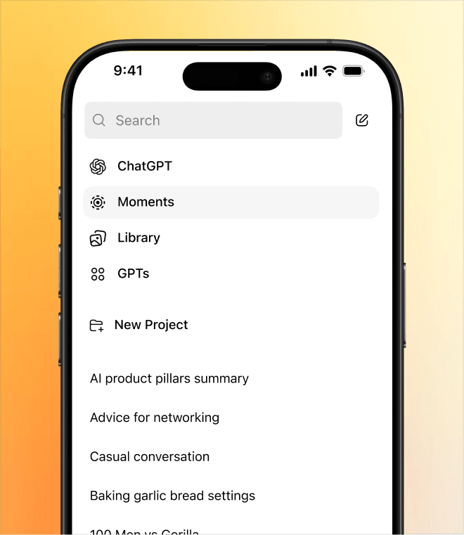 Moments log as a new page